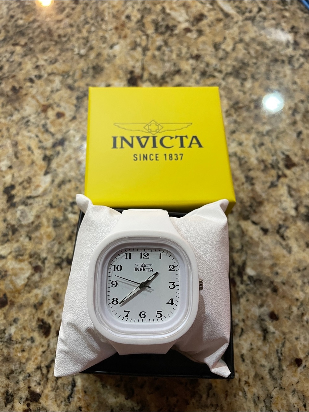 Invicta White Silicone Square Dial Watch
